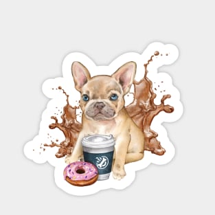 Bulldog puppy and coffee Sticker